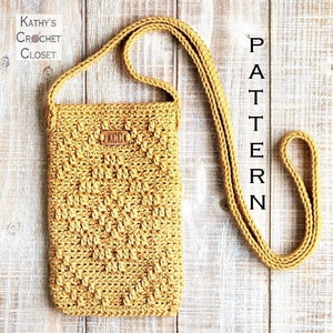 Crochet Bag PATTERN - Diamond Peaks Mini Bag - DIY Crochet Cellphone Purse - Cellphone Bag Pattern - Overlay Crochet Bag - Mini Bag Pattern