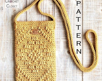 Crochet Bag PATTERN - Diamond Peaks Mini Bag - DIY Crochet Cellphone Purse - Cellphone Bag Pattern - Overlay Crochet Bag - Mini Bag Pattern