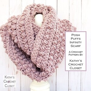 Crochet Scarf PATTERN - Posh Puffs Infinity Scarf - Crochet Infinity ...
