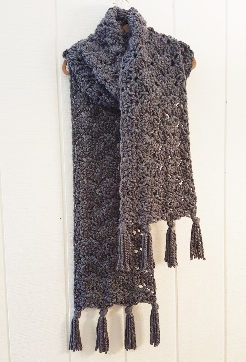 Crochet Scarf Pattern Wavy Shells Super Scarf Chunky Scarf Etsy