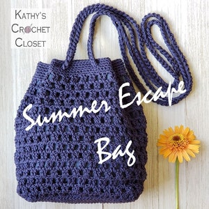 Crochet Bag PATTERN Summer Escape Bag DIY Crochet Bag Crossbody Bag Pattern Crochet Drawstring Bag Pattern DIY Crochet Purse image 8