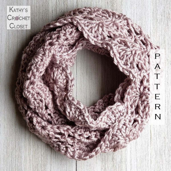 Crochet Scarf PATTERN - Infinity Scarf Pattern - Chunky Lace Infinity Scarf - DIY Crochet Scarf - Lacy Scarf Pattern - Digital Scarf Pattern