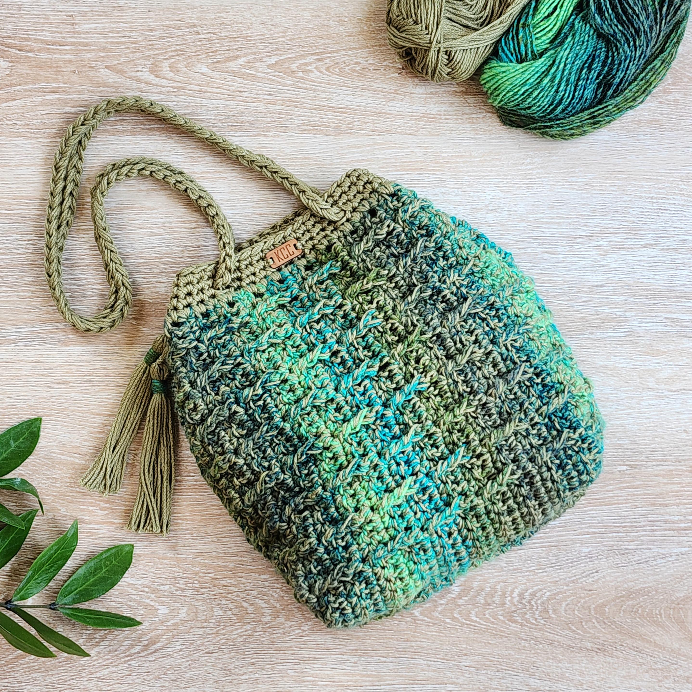 Crochet Striped Drawstring Purse PATTERN: Chroma Shoulder