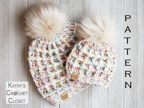Crochet Hat PATTERN Market Waffle Hats 