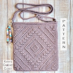 Crochet Bag PATTERN Diamond Peaks Crossbody Bag Boho Crochet Bag Pattern DIY Crochet Bag Crossbody Bag Pattern Overlay Crochet Bag image 1