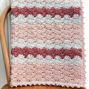 Crochet Baby Blanket PATTERN Madilyn Baby Blanket and Hat Baby Afghan Pattern Girl Baby Blanket Pink Gray Baby Blanket Baby Gift image 5