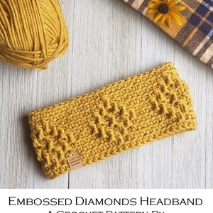 Crochet Headband PATTERN Embossed Diamonds Headband Women's Earwarmer Crochet Headwrap Crochet Earwamer Pattern image 6