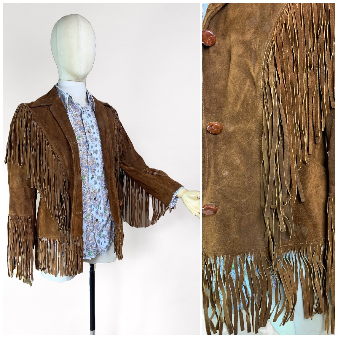 Vtg 70s Pioneer Wear Brown Western Suede Fringe Jacket/ Cowboy | Etsy