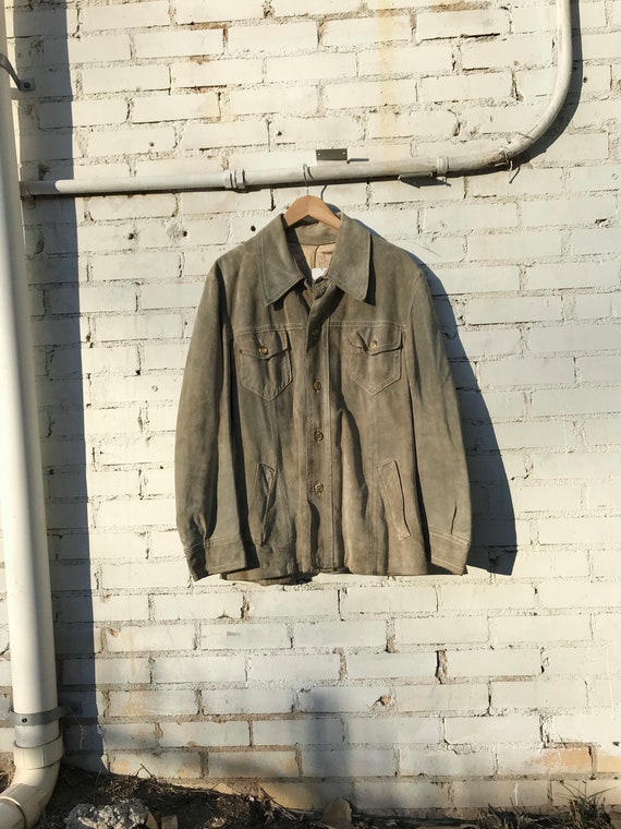 Vintage 60s Sage Green Suede Jacket | Boho Western