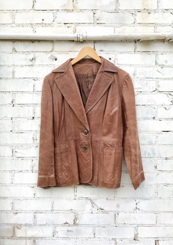 1970s Buttery Soft Brown Leather Jacket / Blazer /