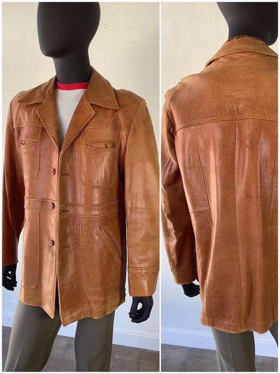 70s Vtg Cresco Soft Brown Leather Jacket / Wester