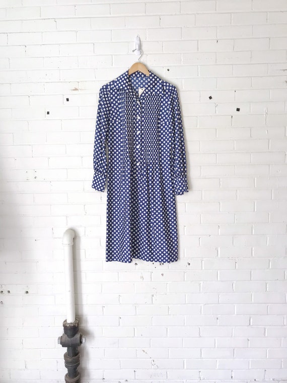 1970’s Blue Polka Shift Dress