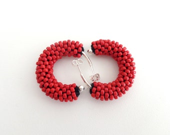 Red Earrings, Coral Red Earrings, Beaded Earrings, Red Valentine Earrings, Red Accessories, Spring Earrings, Gift Idea For Her, Daily Jewels