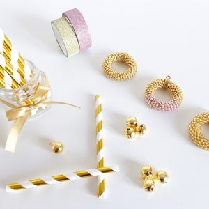 Gold Necklace // Circle Necklace // Long Pendant Necklace // Crochet Rope Necklace // Beaded Necklace // Gift idea image 4