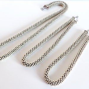 Aluminum Necklace Beaded Rope Necklace // Silver Necklace // Beaded Necklace // Valentine's Day Gift idea image 10