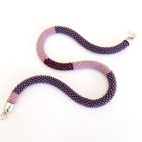 Purple Necklace/Beaded Necklace/Rope Necklace/Christmas Gift/Amethyst Jewel/Statement necklace/Rope Jewel/Crocheted Necklace/Virtù n.7