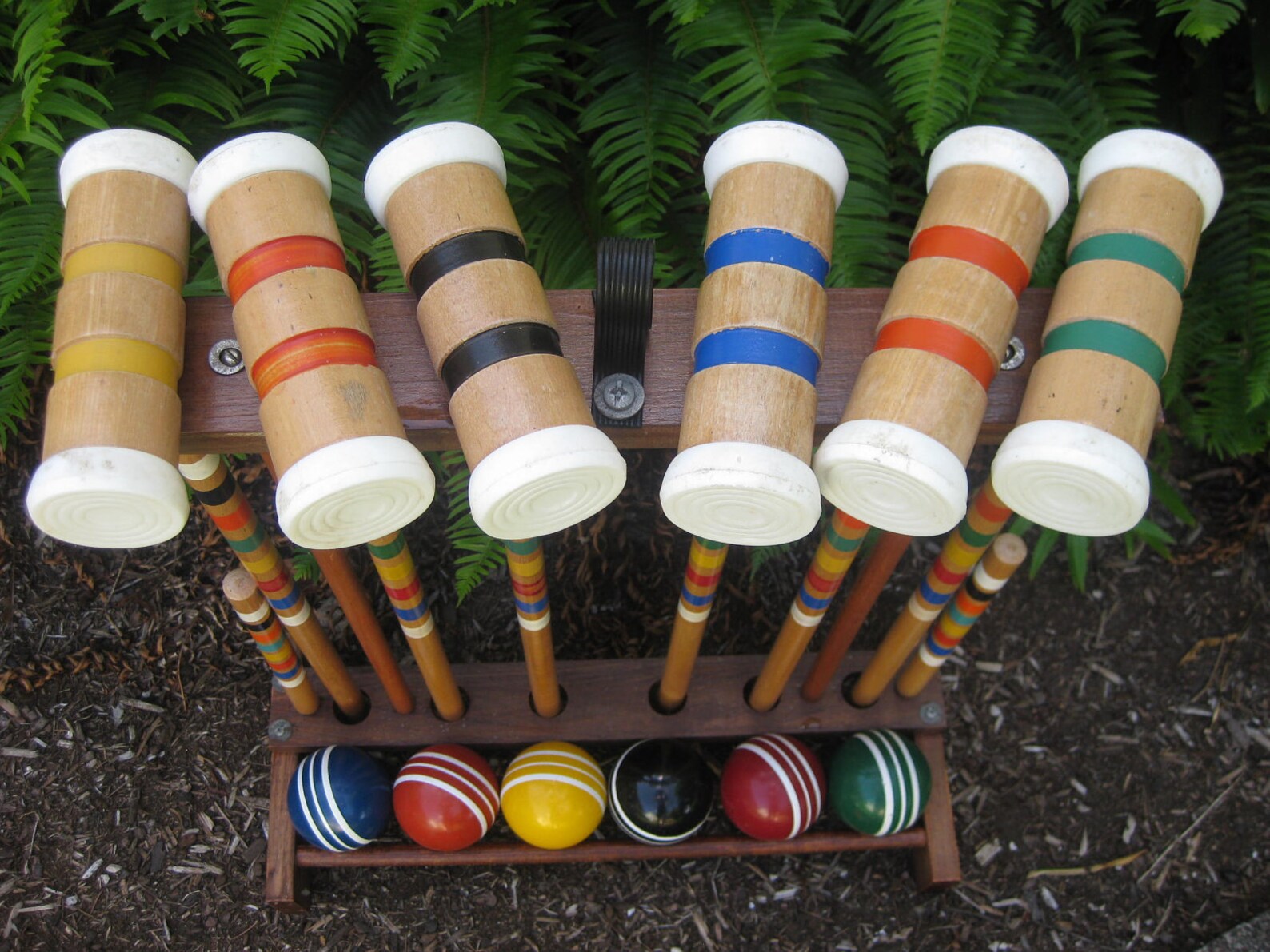 Vintage Wood Croquet Set With Stand Etsy
