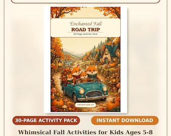 Fall Road Trip Activity Book, for Kids Ages 5-8, 30 Printable Autumn Activities