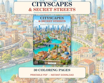 Paisajes urbanos y calles secretas: un intrincado libro para colorear de temática urbana para adultos.