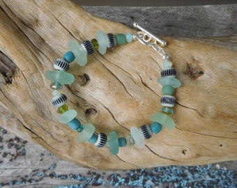 Sea glass bracelet - the real thing.  Afican Trade beads.  The sea glass is never altered.