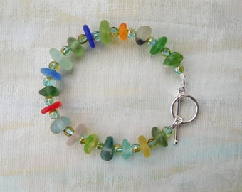 Collector's Real Sea Glass Bracelet.  Rare colors. End of Day English sea glass