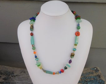 Necklace wuth genuine  unaltered sea glass and ancient Roman glass.