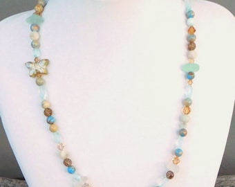 Genuine surf tumbled sea glass necklace- sandy vibe.  Who is ready for summer?