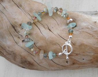 Real Sea Glass Bracelet. Like a sandy beach. Genuine and unaltered.