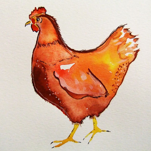 Chicken-Original Watercolor Painting