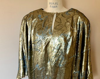 Vintage Metallic Gold Dress 1980s Patrice Devillard Paris