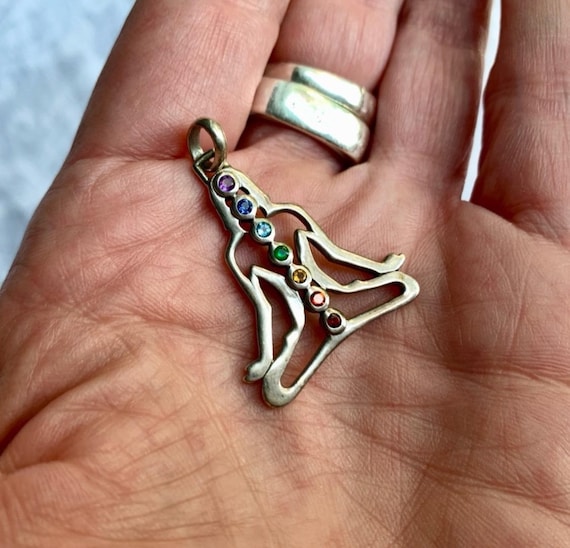 Sterling Silver Pendant Yoga Lotus Chakras