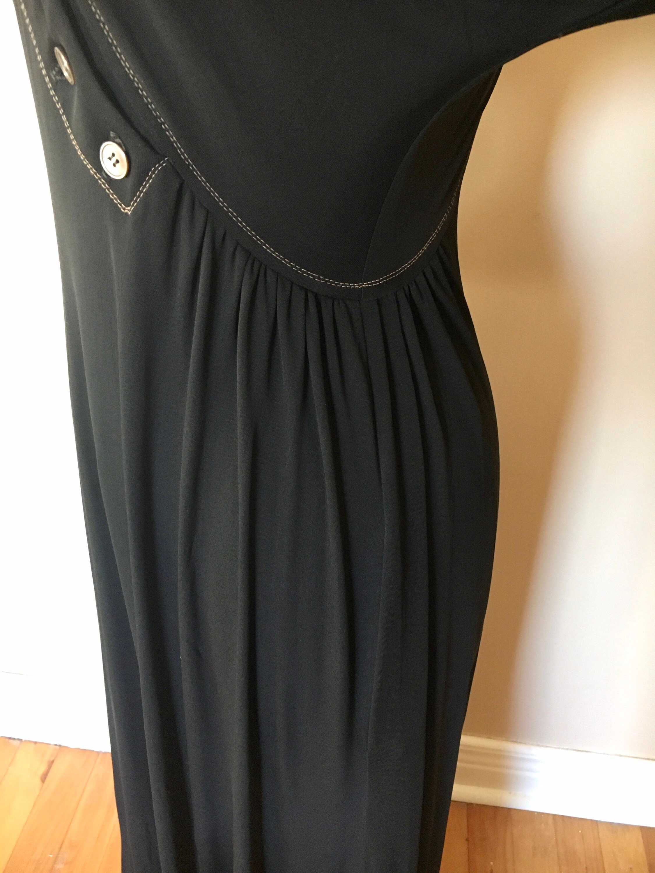 Vintage Jean Muir Black Top Stitch Full Length Dress - Etsy