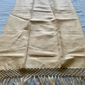 Vintage Linen Hand Towel Damask Large Fringed Show Towel Set Of 4