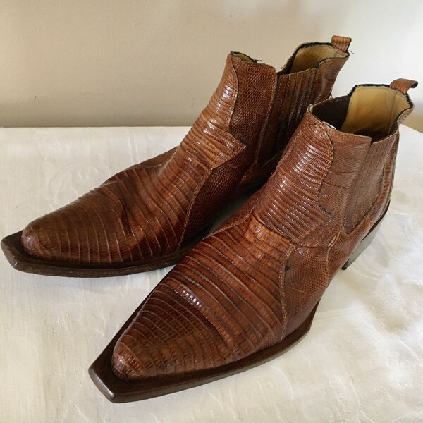 Damy Italy Rare Snakeskin Men’s Ankle Boots Western Boots