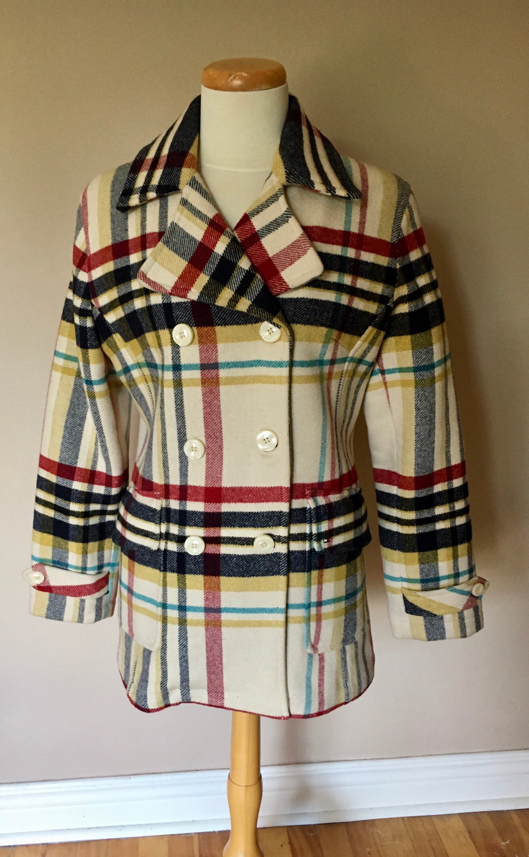 Tommy Hilfiger Plaid Check Wool Blend 