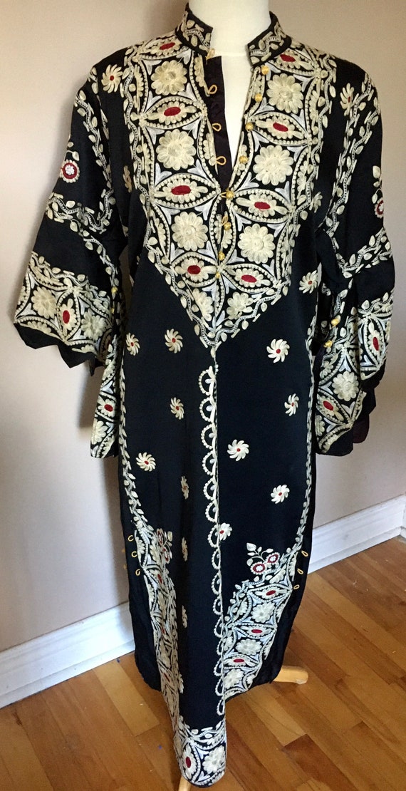 Vintage Embroidered Caftan Robe Full Length