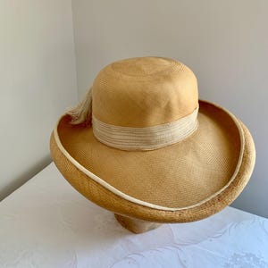 Vintage Straw Hat Wide Rolled Brim Ethel Montreal