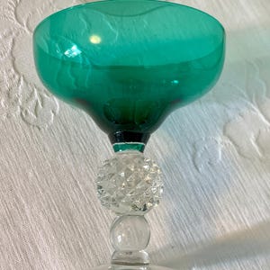Vintage Morgantown Champagne Golf Ball Steigel Emerald Green Glass Set of 4