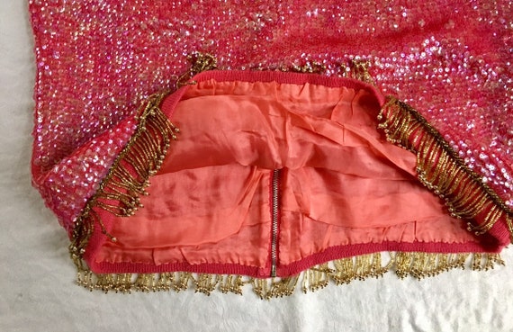 Vintage Sequin Beaded Top Hot Pink - image 6