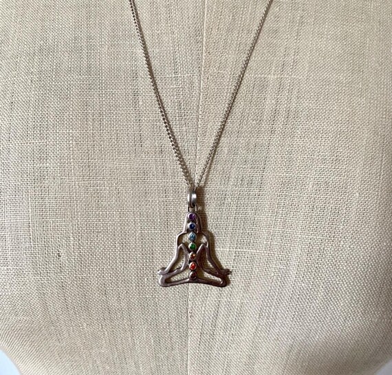 Sterling Silver Pendant Yoga Lotus Chakras View 5