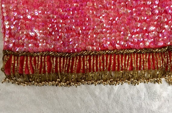 Vintage Sequin Beaded Top Hot Pink - image 5