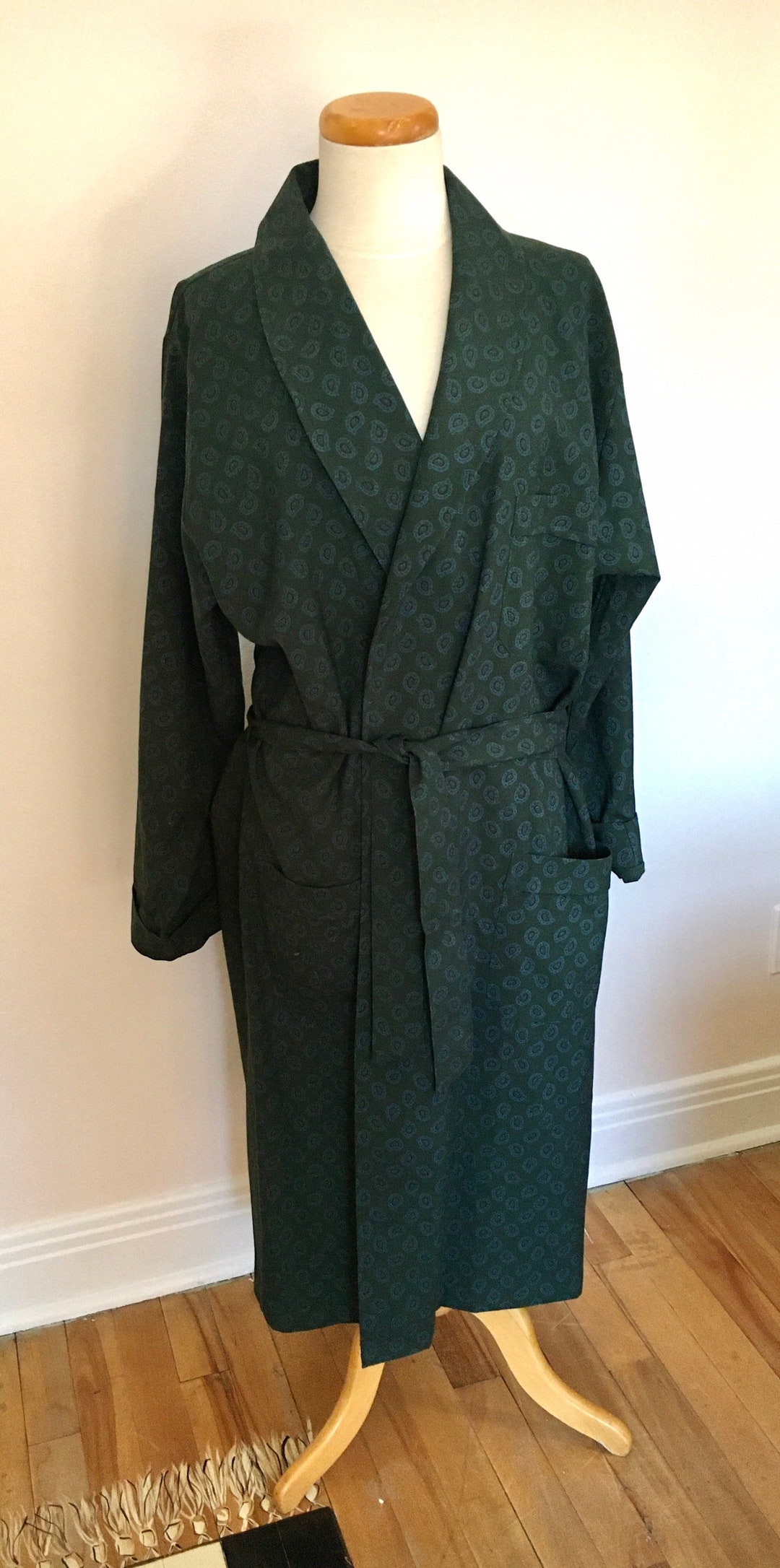 Mens Paisley Robe Forest Green Paisley Mens Robe Etsy