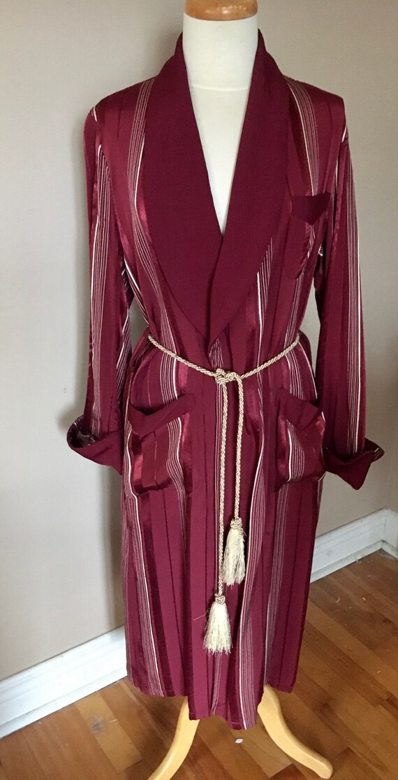 Vintage Smoking Jacket Red Wine Stripe