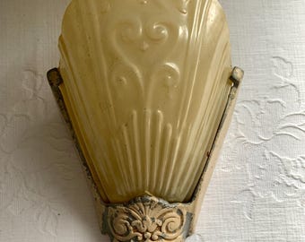 Vintage Art Deco Wall Sconce Fixture Glass Slip Shade Virden