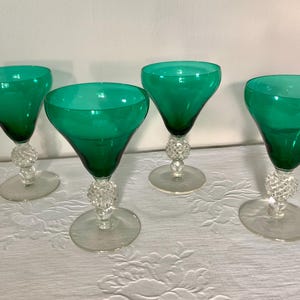 Vintage Morgantown Golf Ball Steigel Emerald Green Glass Set of 4