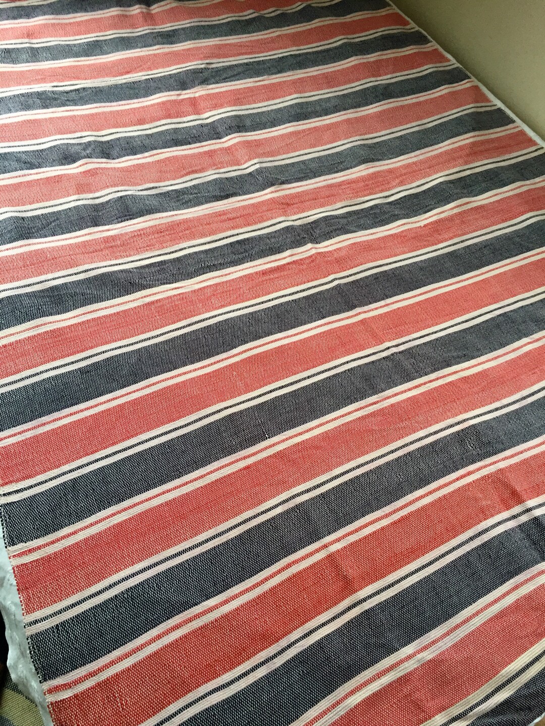 Vintage Homespun Catalogne Rag Rug Coverlet Blanket Red White & Blue - Etsy