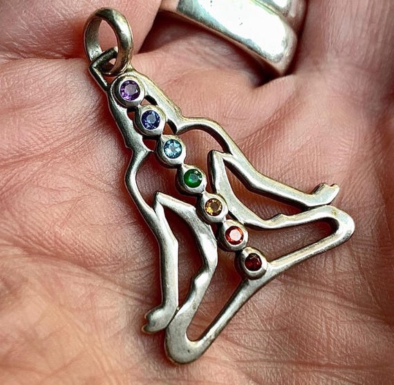 Sterling Silver Pendant Yoga Lotus Chakras View 2