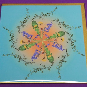 Biglietto d’auguri BELTAINE dal mandala di fiori selvatici, serie Solar Festival