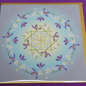 IMBOLC-wenskaart uit de Wild Flower Mandala, Solar Festival-serie