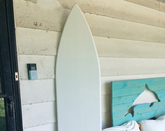 6 foot wood surfboard wall art base painted All WHITE